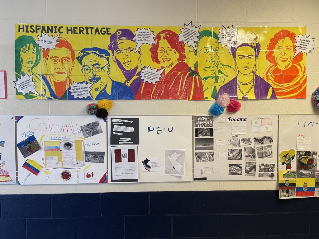 Hispanic Heritage Month mural created by an art class.